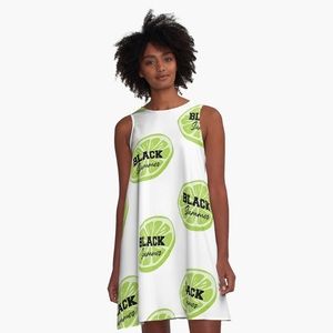 Black Summer Lime White Dress